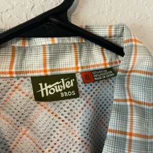 Howler Brothers Orange and Gray Plaid Matagorda Short Sleeve